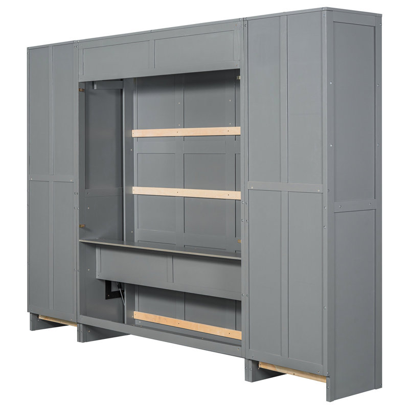 Lit avec rabat latéral gris - Maximisez votre espace de rangement pour garde-robe et tiroir pour grand lit, Gris