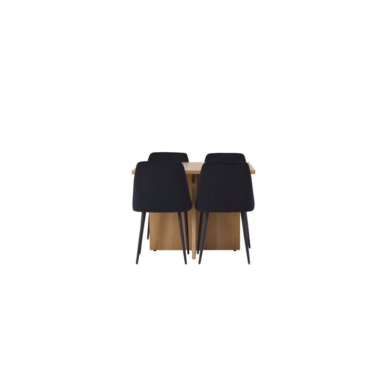 Fontaine 4 - Person Dining Set, Black, Black