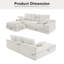 Canapé modulaire compressé en L 98,4 po de largeur avec 2 coussins décoratifs (blanc)-1202344690
