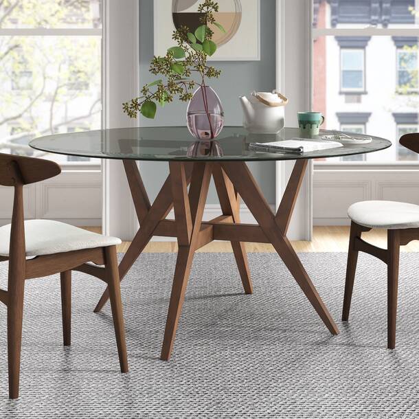 Wade Logan® Ashyla Round Glass Dining Table & Reviews | Wayfair