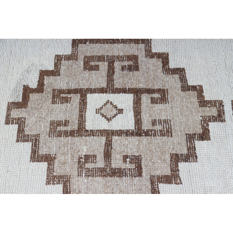 Tapis de couloir turc beige Vintage Herki parfait pour les escaliers et la cuisine de conception antique, idéal pour la décoration intérieure