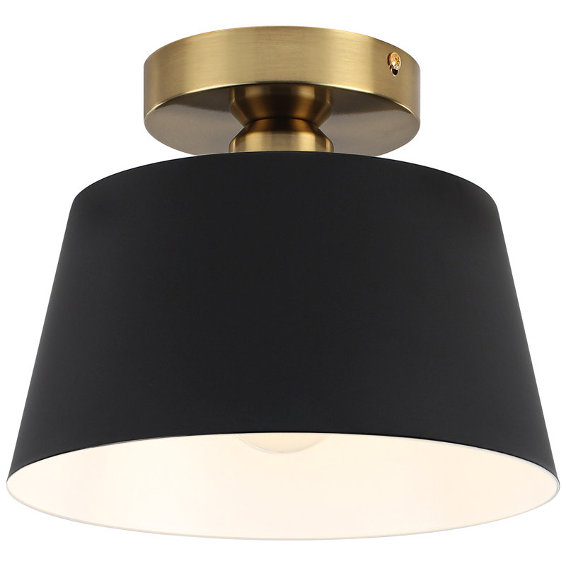 Semi Flush Mount Ceiling Light Fixture, Modern Industrial Flush Mount Lights, Single Lamp Base Metal Ceiling Light Fixtures, Perfect For Hallway Entryway Kitchen Laundry Room