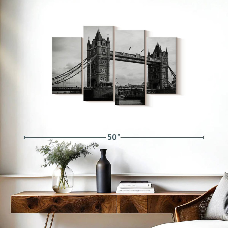 Lilie Tower Bridge en monochrome, H 22 po x l 36 po