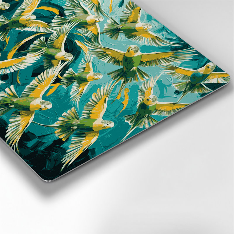 Oiseaux, art mural en métal brun à chevron, H 144 po x l 216 po x P 0,05 po