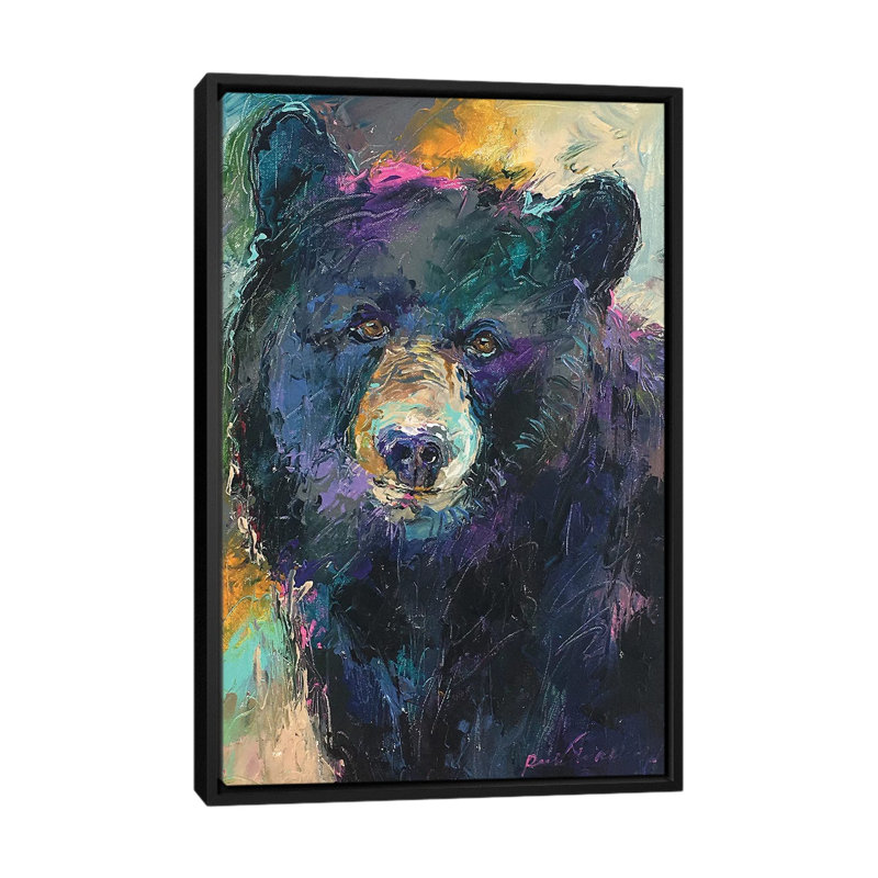 " Art Bear " by Richard Wallich, 26" H x 18" W x 1.5" D, Black Framed Canvas, No Mat
