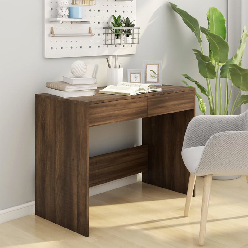 Desk with Drawers Computer Desk Home Office Study Table Engineered Wood, Brown Oak