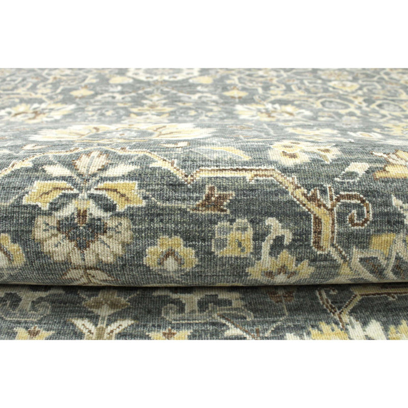 Wool Oriental Area Rug in Light Green/Beige/Gray, Rectangle 10' x 14'
