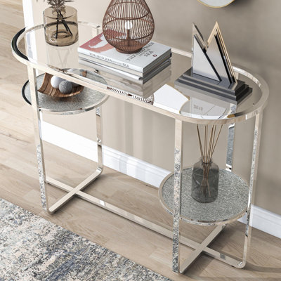 Arlander 42'' Glass Top Console Table