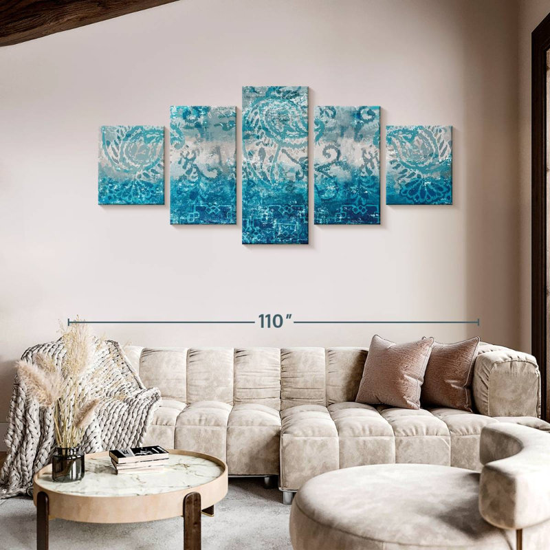 Blue Abstract Elegance, 42" H x 92" W