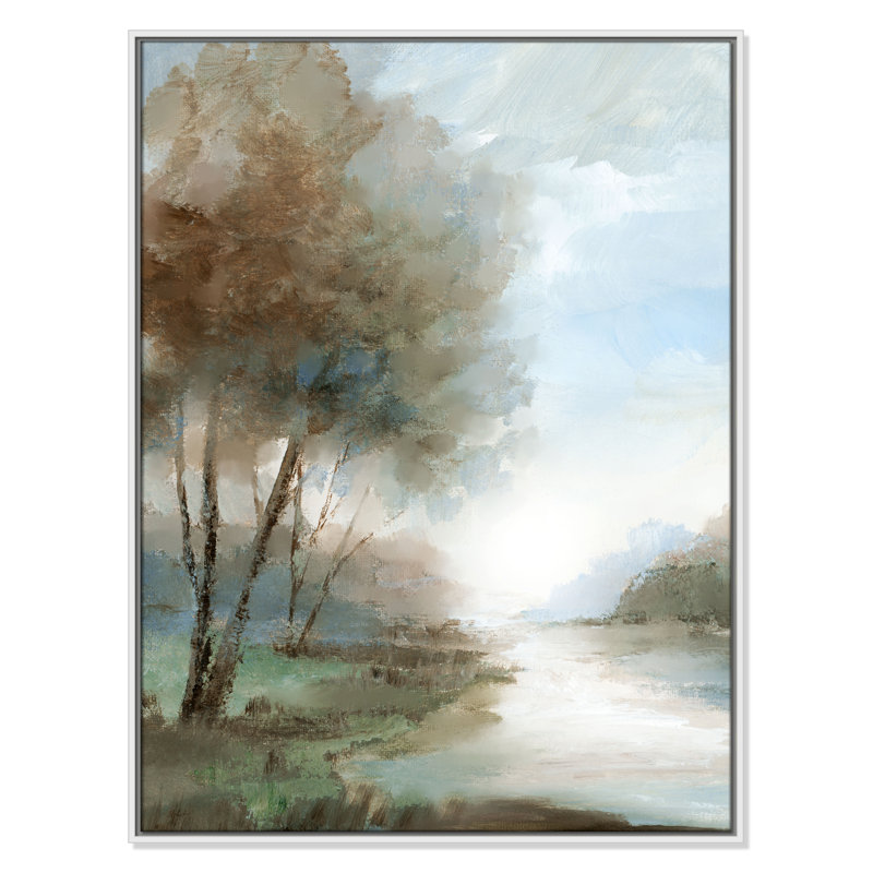 Zailin Peaceful River Print par Nan, H 41,5 po x l 31,5 po, Blanc