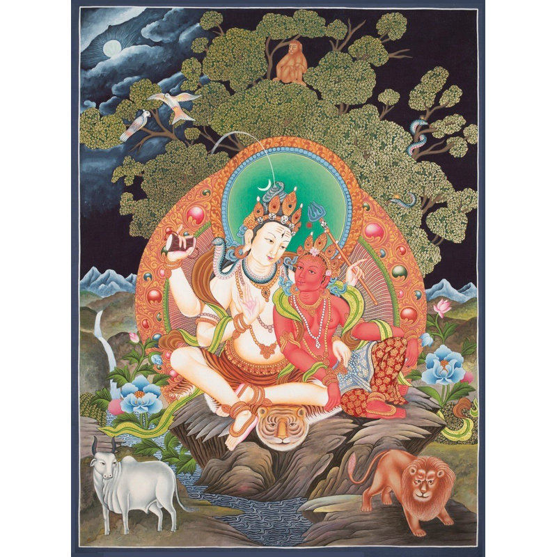 Mahadev Parvati, Newari Thangka (Thangka sans brocart)
