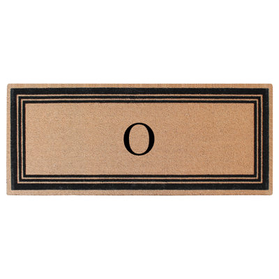 Paillasson monogrammé avec bordure classique en PVC naturel avec envers en PVC - robuste, anti-perte et facile à nettoyer
