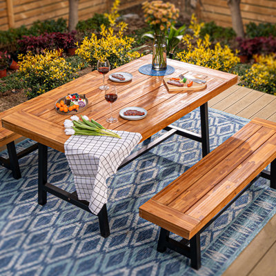 Mcgahan 6 - Person Acacia Wood Patio Dining Set with Rectangular Table