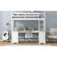Lit mezzanine simple en blanc avec bureau en forme de U, tiroirs et tablettes - Construction en bois stable et sécuritaire pour bureau de loisirs et espace de rangement-2063771237-2063771243