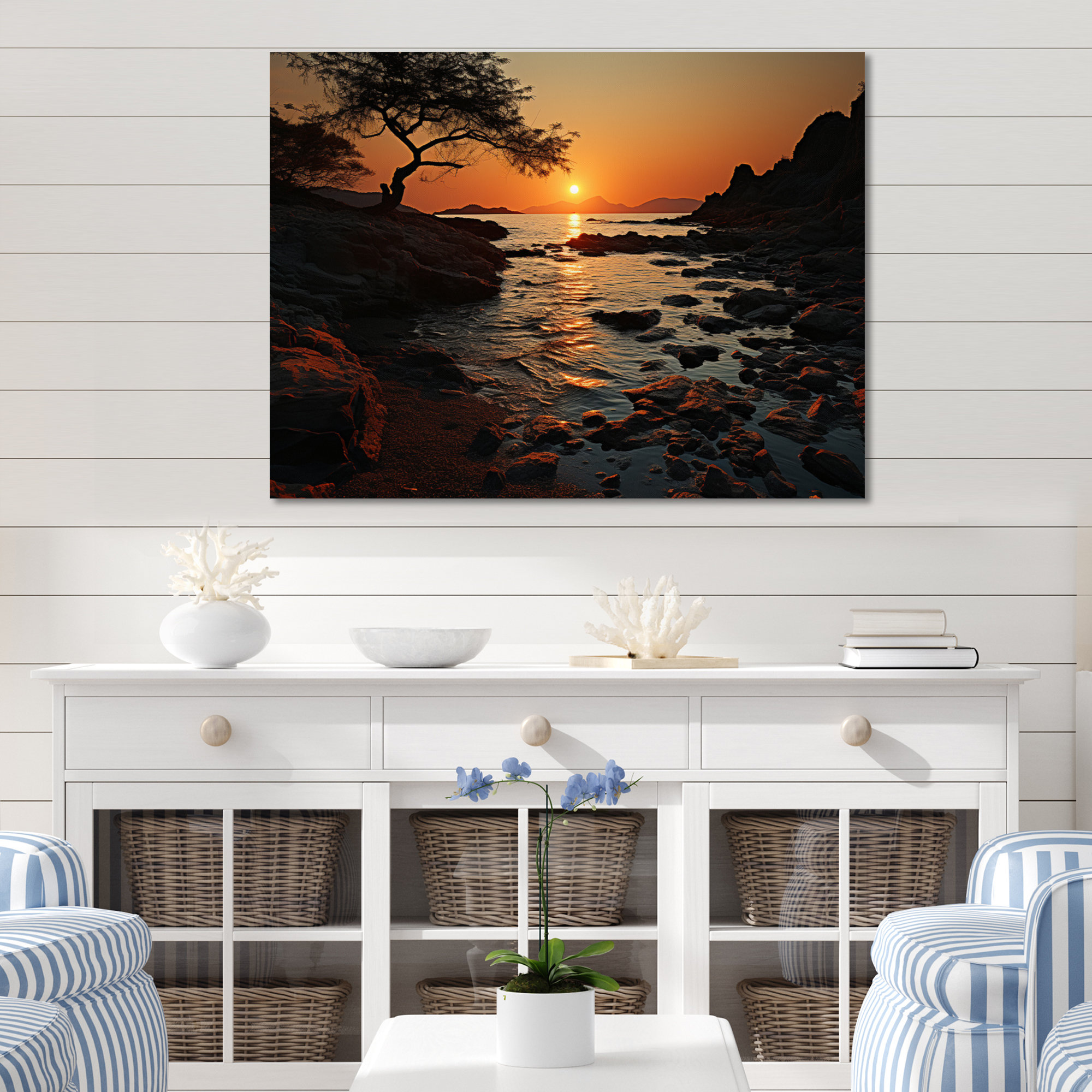 Highland Dunes Coastal Tree Silhouette - Landscapes Metal Wall Art ...