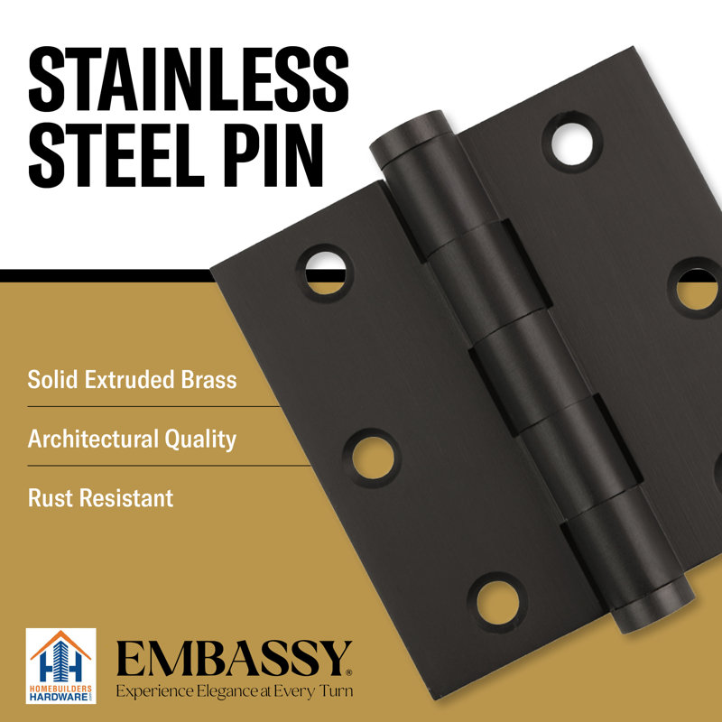 3 X 3 Solid Brass Architectural Hinge With Ball Tips, Oil Rubbed Bronze