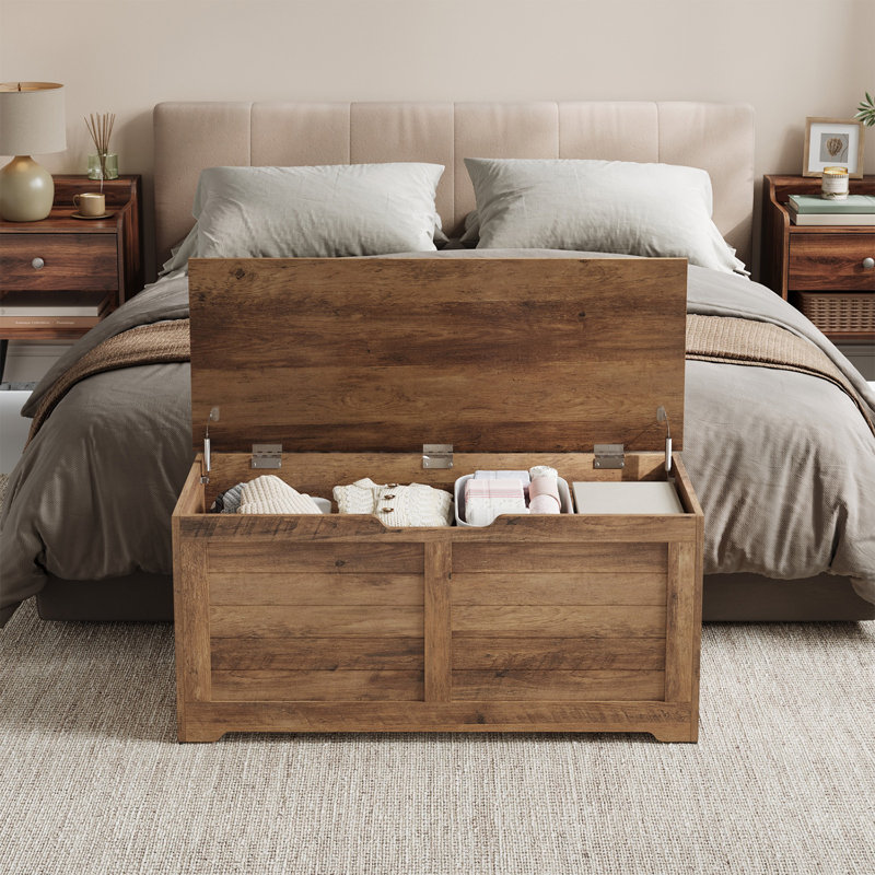 Storage Bench, 18.1" H x 39.4" W x 15.7" D, Honey Brown