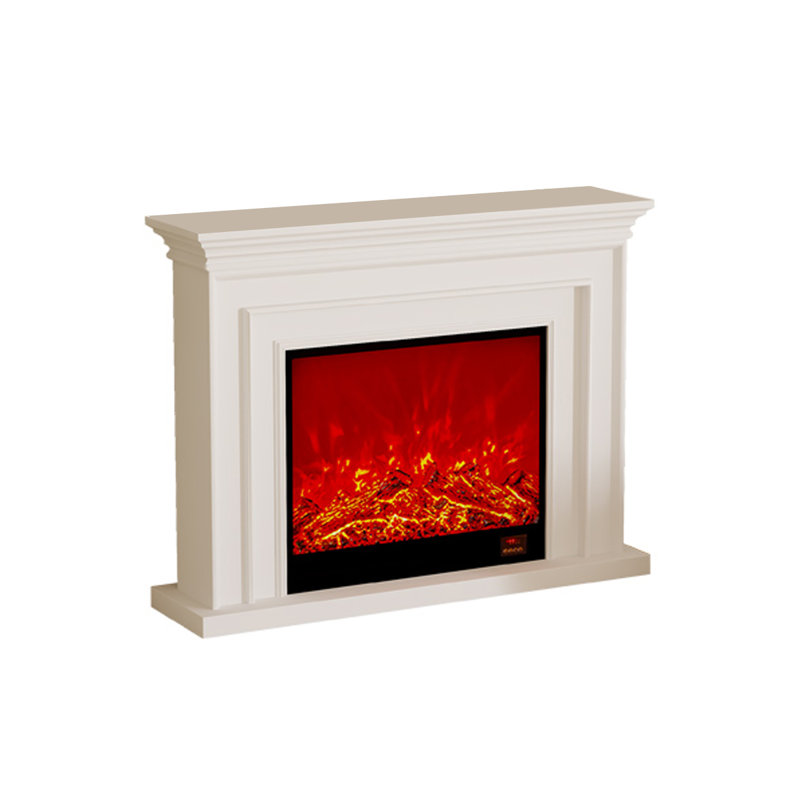 French-style creamy home and homestay electric fireplace core with simulated flames, White, 39.37" H x 47.24" W x 11.02" D