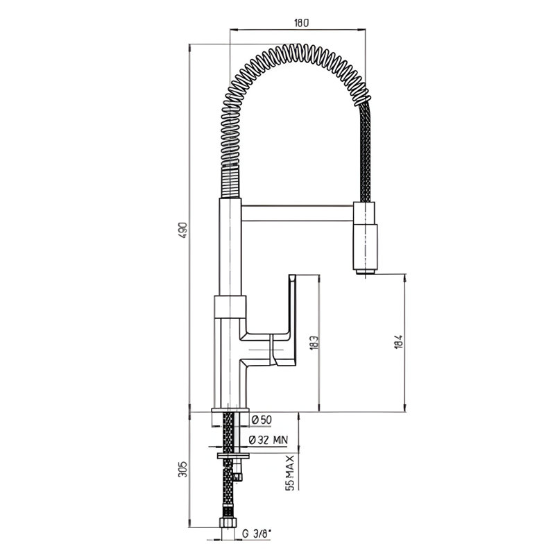 Piralla Ovo Pull Down Kitchen Faucet, Chrome