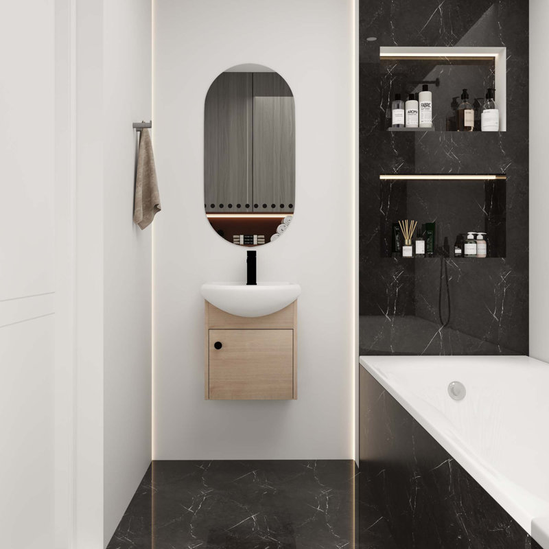 Wall Mounting Bathroom Vanity With Ceramic Sink