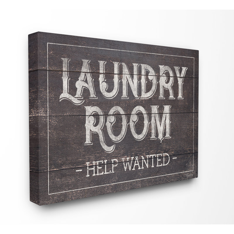 «Laundry Room Bathroom Wood Textured Word Design», impression sur toile, H 24 po x l 30 po x 1,5 po, Toile tendue
