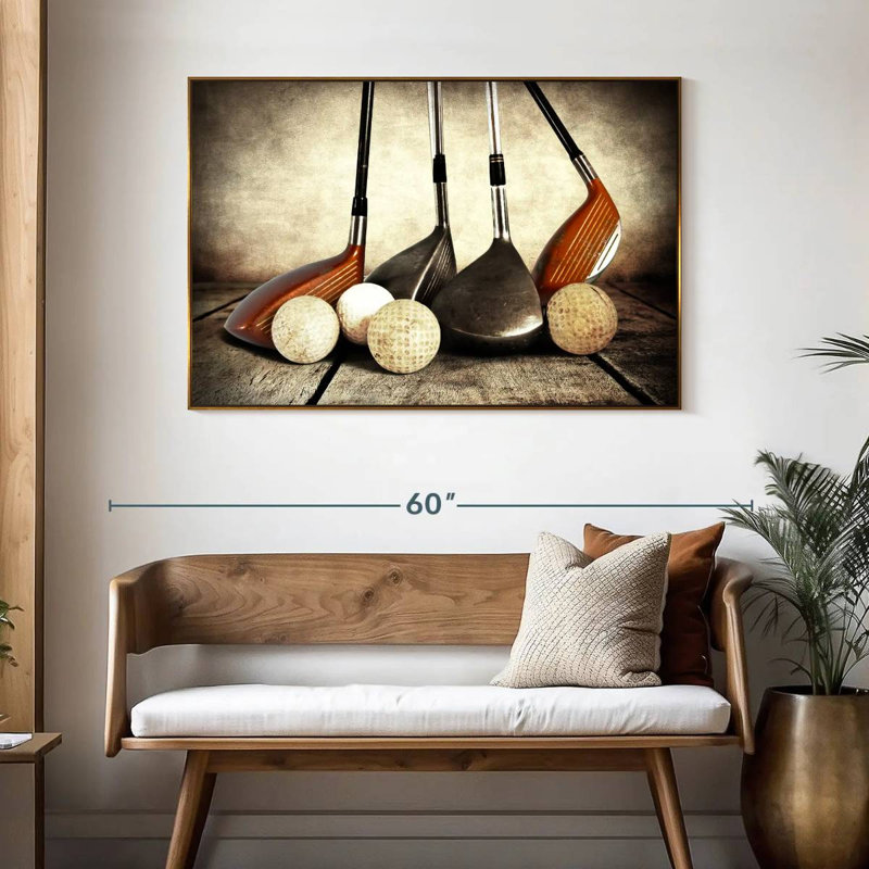 Ensembles de golf, 46 po x 31 po, Cadre flottant doré