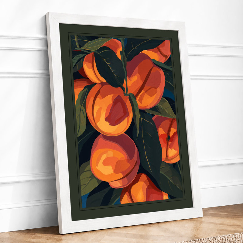 Peaches in Abundance Boho - Framed Print, A3 - 42.0 x 29.7 cm, White