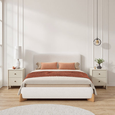 Cadre de lit tapissier élégant pleine grandeur blanc - Un confort luxueux pour la chambre de vos rêves
