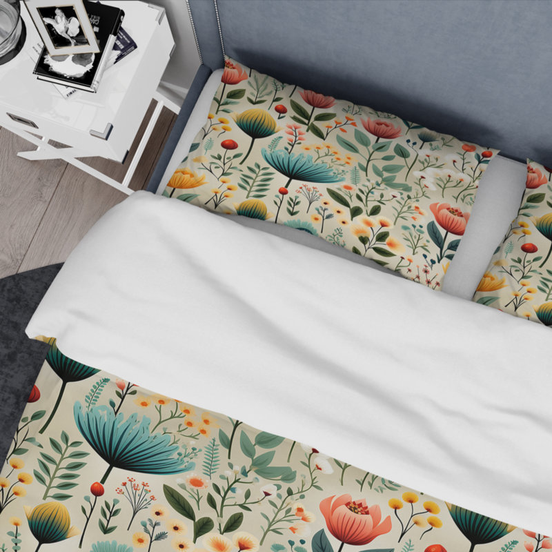 Simplicity In Scandinavian Flowers V - Literie ensemble de literie et de coussins décoratifs floraux