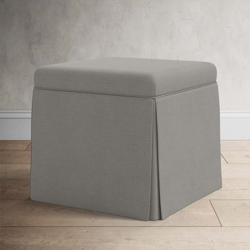 Bash Upholstered Storage Ottoman, Classic Grey Linen