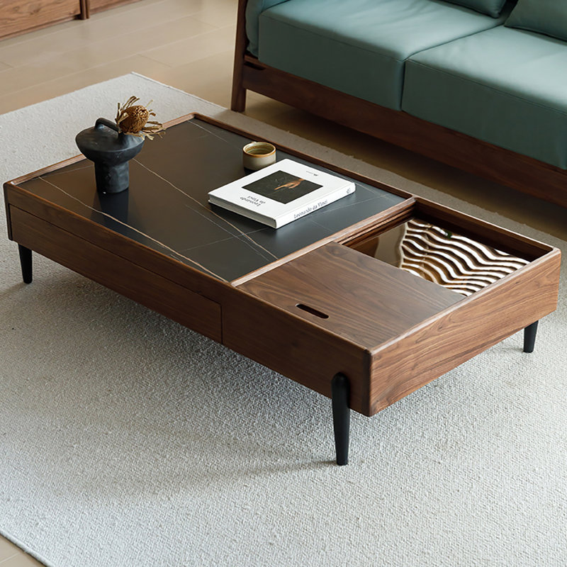 Table basse à quatre pieds avec rangement, H 14,4 po x L 55,1 po x l 29,5 po