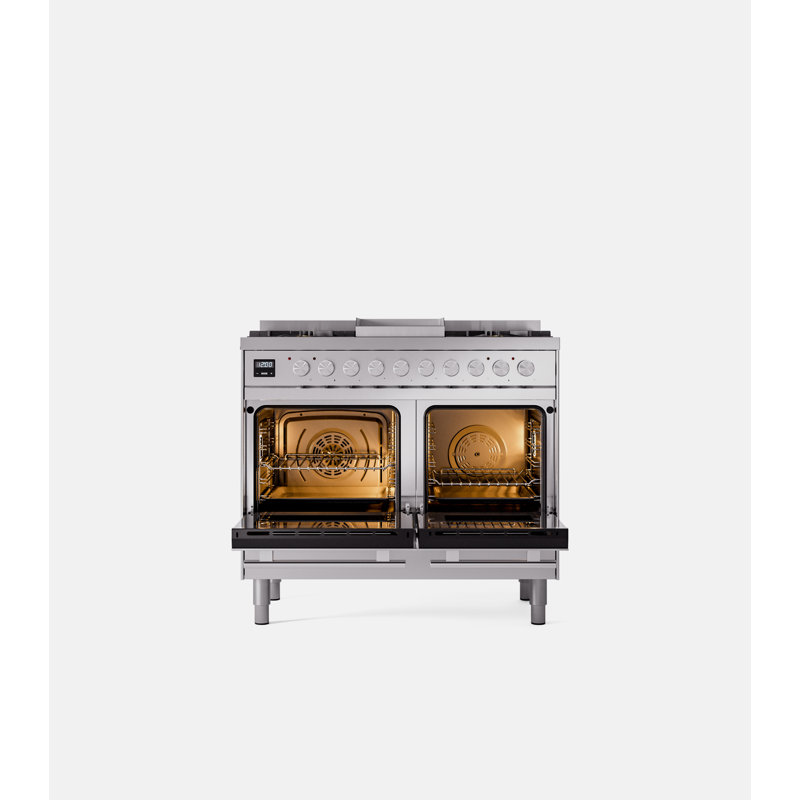 ILVE Professional Plus II 40 in Dual Fuel Range, Graphite Matte/Stainless Steel, Natural Gas