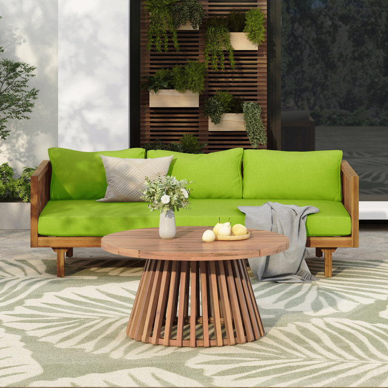 Patio Furnitre Sets, Claremont 3 Seater Daybed + Acacia Wood Table, Green