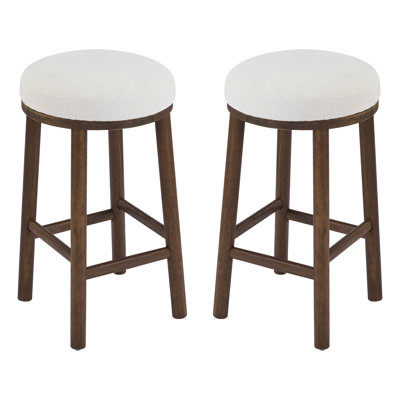 Donald 27.36" Seat Height Rubberwood Counter Stools With Cushioned Seat