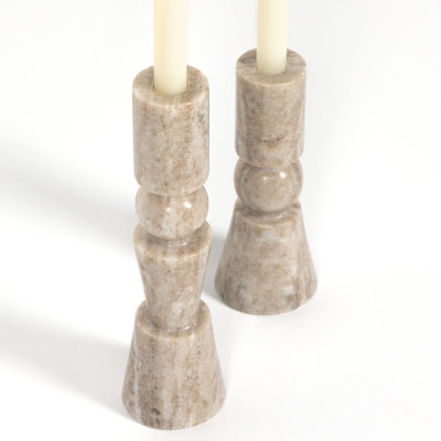Zed 12'' H Marble Tabletop Candlestick