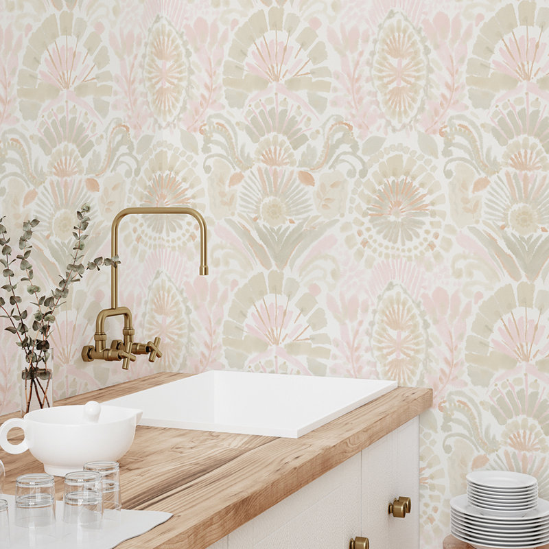 Gernhard 16.5' L x 20.5" W Peel and Stick Wallpaper Roll, Wandering Rose, 16.5" L x 20.5" W