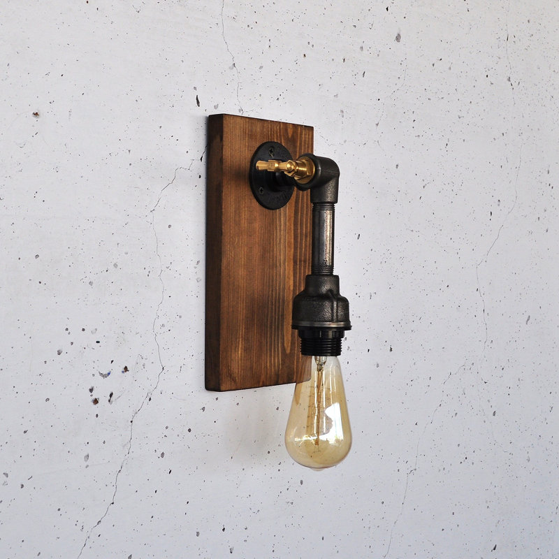 Lampe murale en bois massif, finition noire et naturelle, 11,8 x 5,5 x 4,7 pouces | Douille E27, 200 W maximum | Design élégant pour le salon, la chambre à coucher et le couloir | Solution d'éclairage durable et élégante pour les maisons modernes