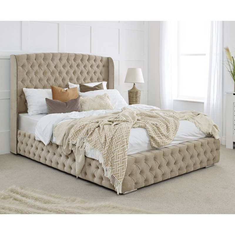 Jaidan Upholstered Bed, Single (3'), Beige