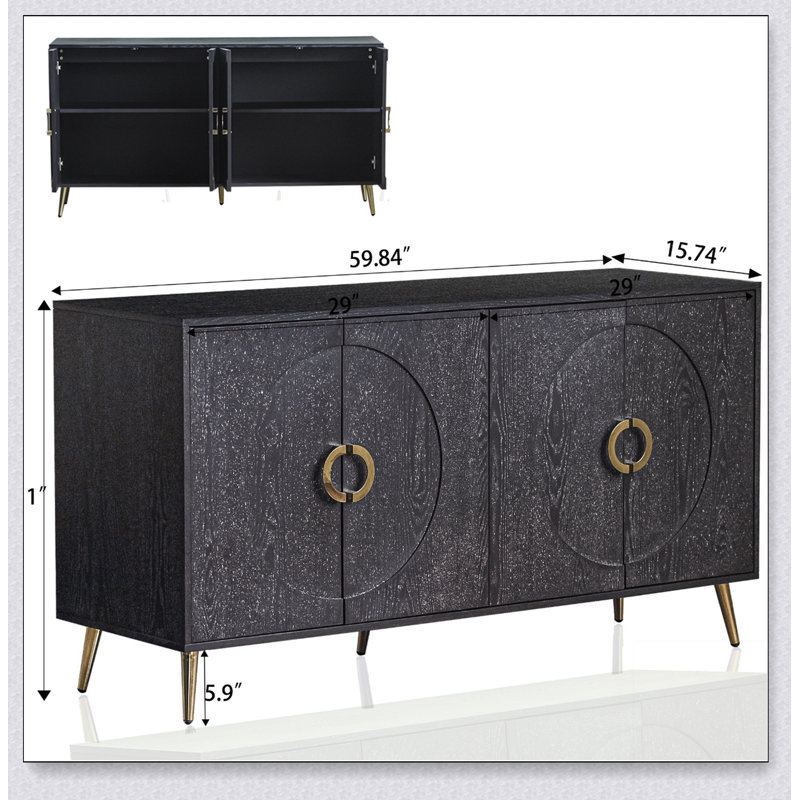Armoire de rangement Buffet Modern, Noir patiné