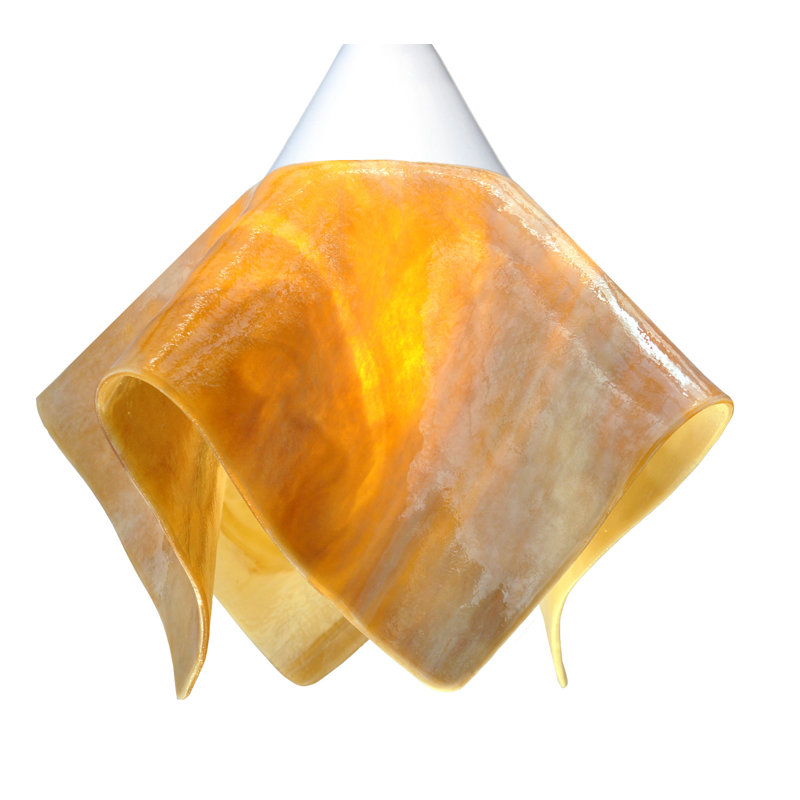 Amergin Flame Handcrafted Glass 1-Light Pendant, Large, Black, Honey