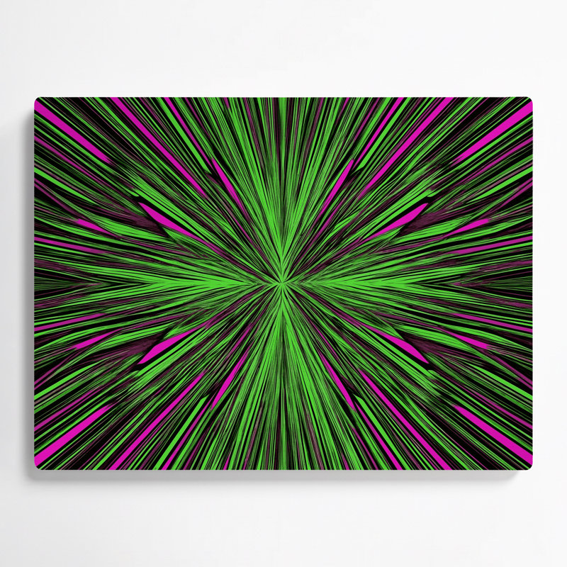 Art mural op 19 en métal vert, H 20 po x l 30 po