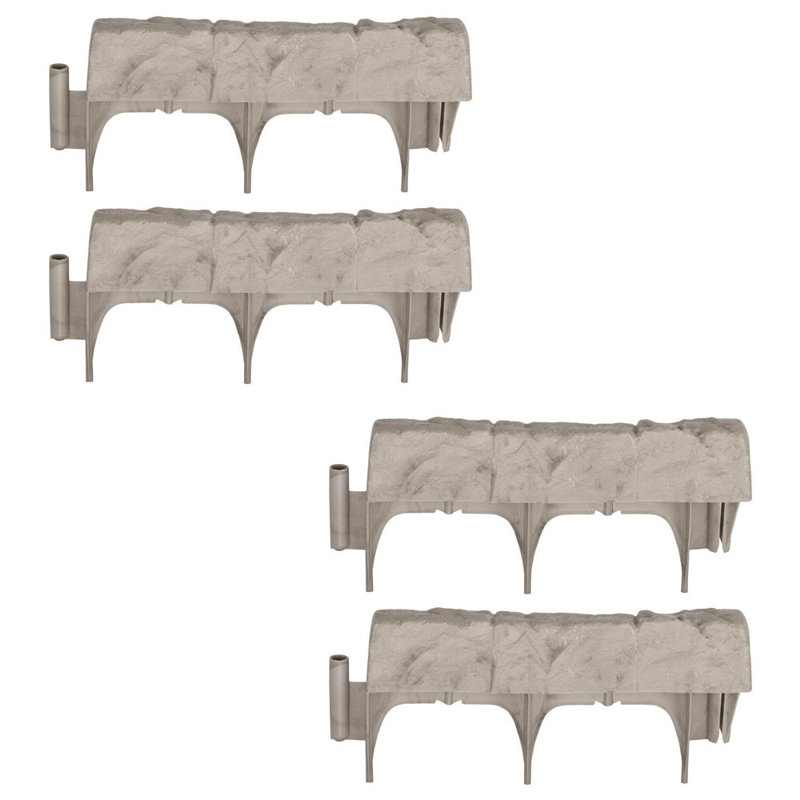 Light Taupe Resin Decorative Stone Lawn Edging Set of 40