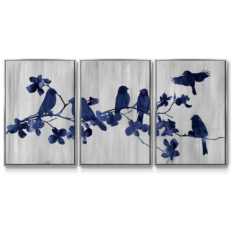 Indigo Hangout, impression sur toile 3 pièces, H 24 po x l 48 po x P 2 po, Argent