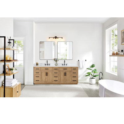 Gavino 84" W Double Bathroom Vanity Set with Mirror