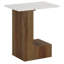 C-shaped Side Table, Industrial C Table For Sofa With Faux Marble Tabletop, 2-tier Bedside Furniture For Living Room, Bedroom, Side Table