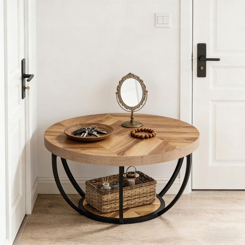 Table ronde à 2 niveaux, table de voeux en bois, table basse, Bois