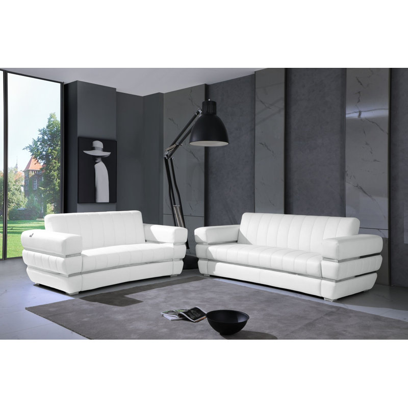 Biddlestone 904 - Canapé en cuir blanc italien Love