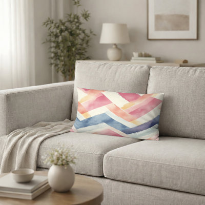 Coussin à chevrons - Coussin à imprimé zigzags rouges