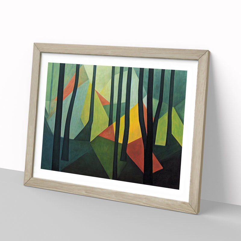 A Bold Abstract Forest 1 Piece Single Picture Frame Painting, 25cm H x 34cm W x 2cm D, Oak