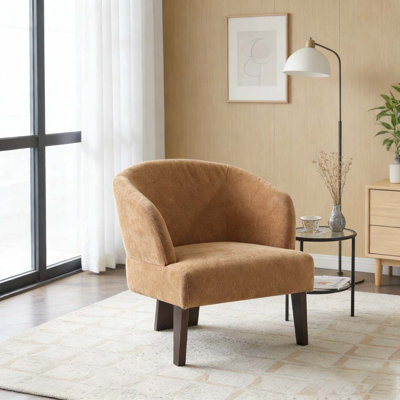 Accent Chair with Round Back & Wooden Leg